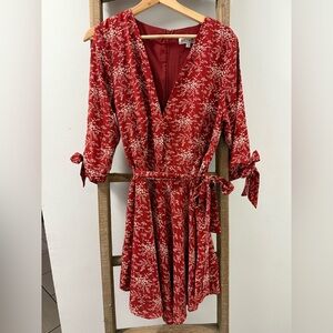 Red Floral Wrap Dress